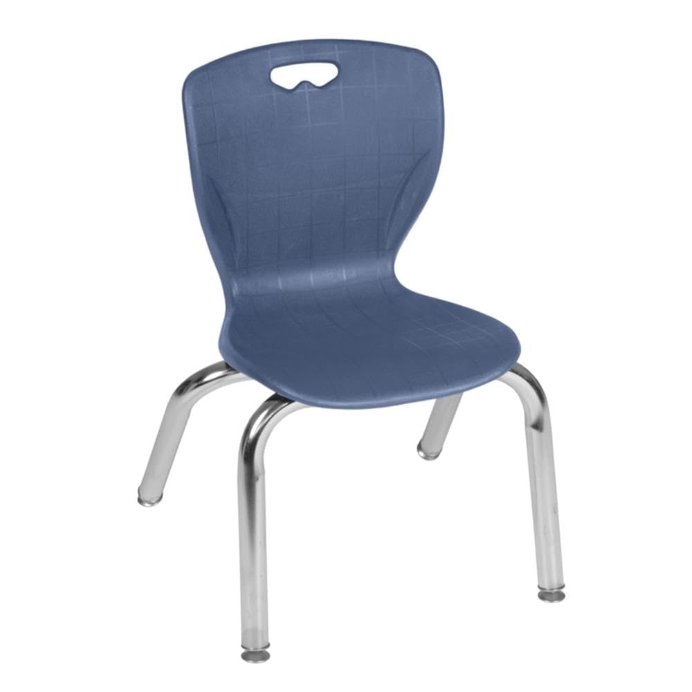 42" Square Mobile Table with 4 Blue Stack Chairs Y758884