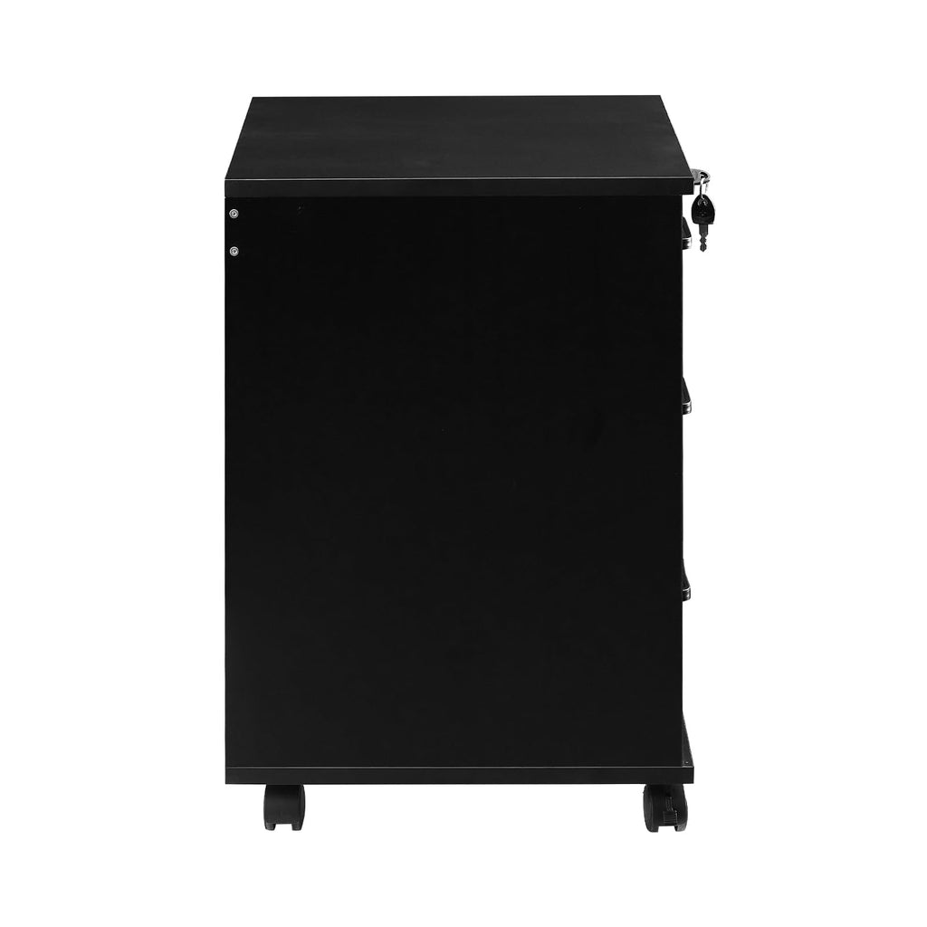 3 Drawer Black File Cabinet with Lock K7741