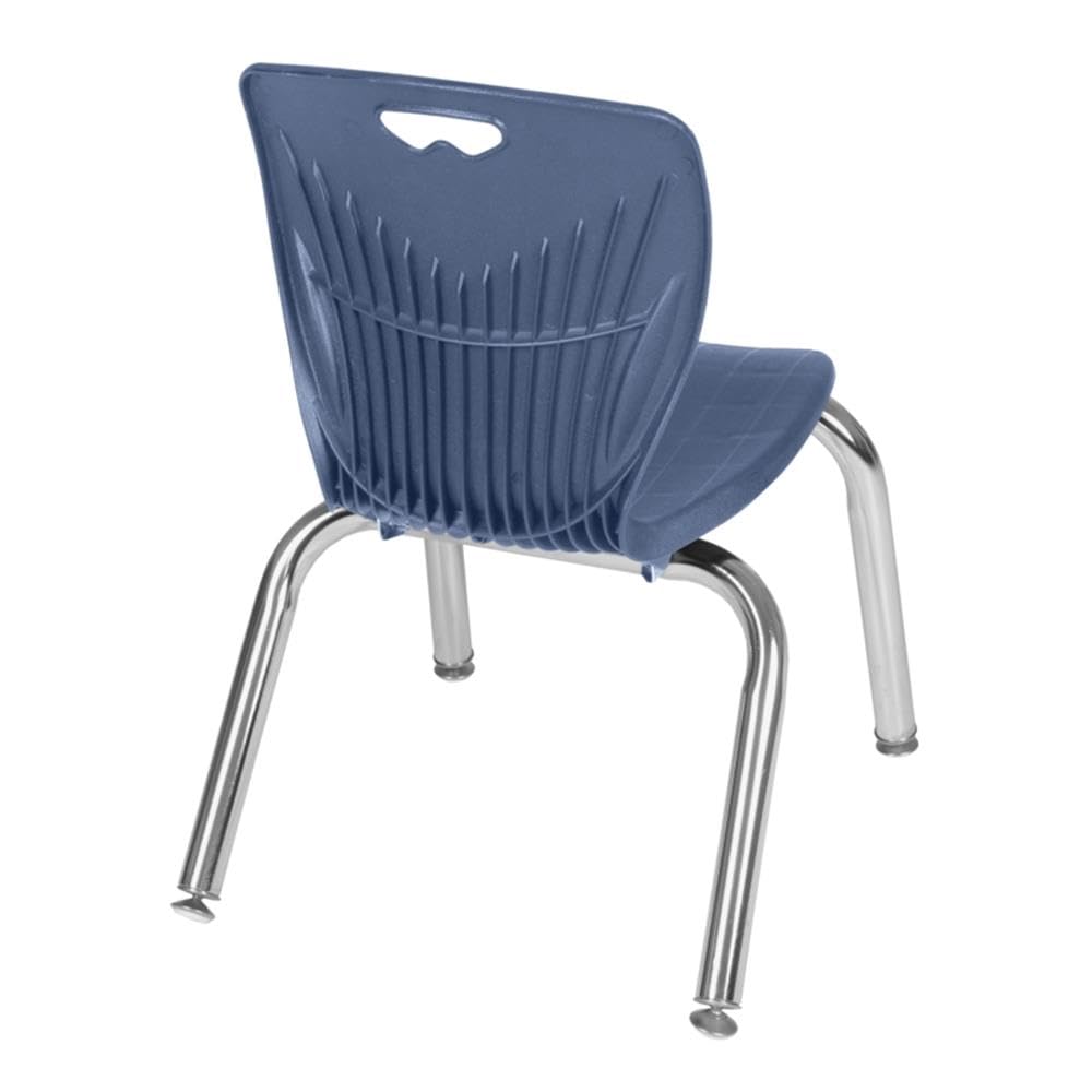 42" Square Mobile Table with 4 Blue Stack Chairs Y758884