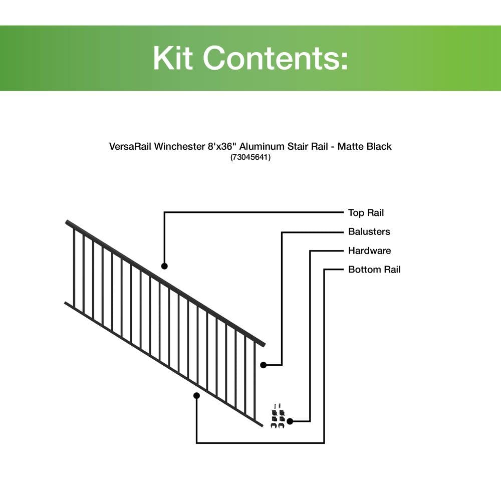 8’ x 36” Matte Black Aluminum Stair Kit T712472