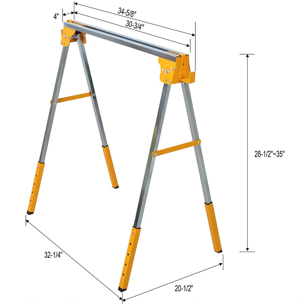 2 Pack Adjustable Steel Saw Horses 2600 Lbs H948729