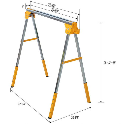 2 Pack Adjustable Steel Saw Horses 2600 Lbs H948729