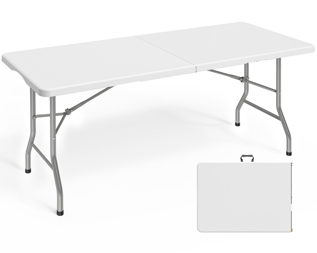 6.1 FT White Folding Table with Carrying Handle Q22888