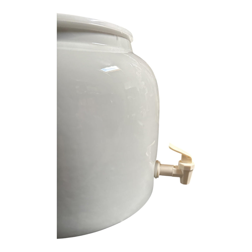 Porcelain Ceramic Water Dispenser with Faucet, Fits 3 to 5 Gallon Jugs, White O27833