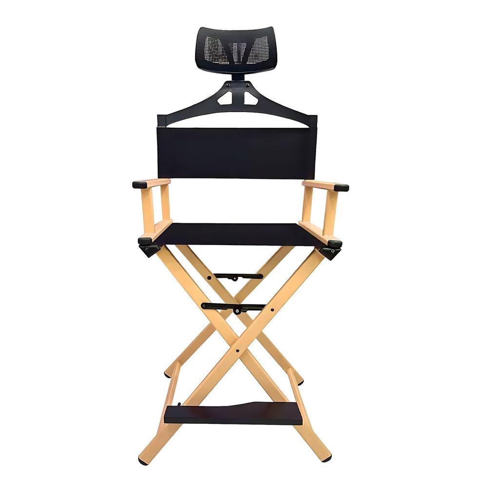 Gold Portable Collapsible Tall Makeup Artist Chair with Head Rest G70046