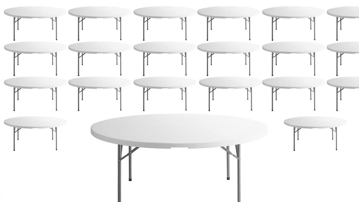 White 6-ft Plastic Folding Round Table J2581