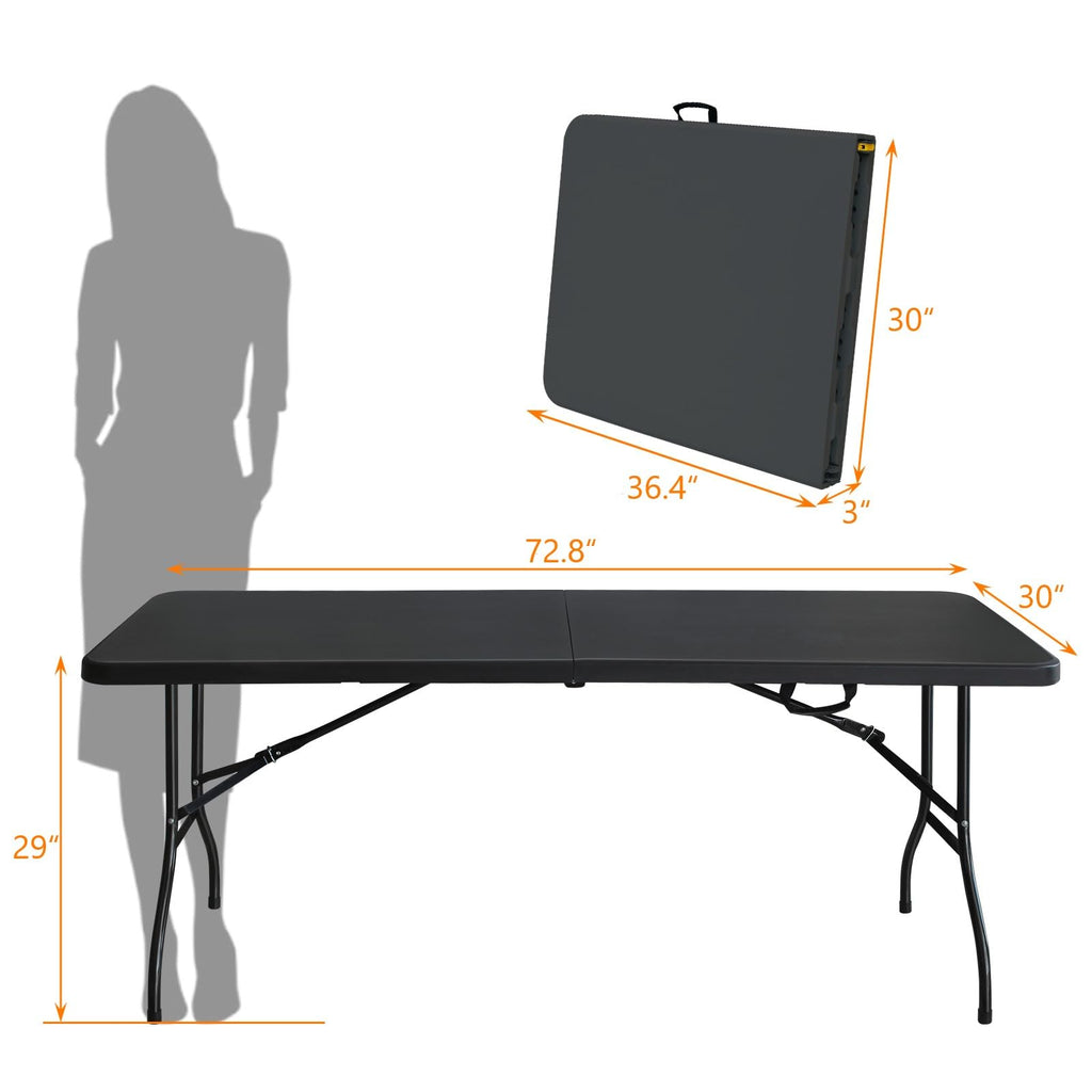 6 FT Black Folding Table with Carry Handle M141259