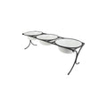 Pearl White Raised Feeder with Stainless Steel Bowls N76645