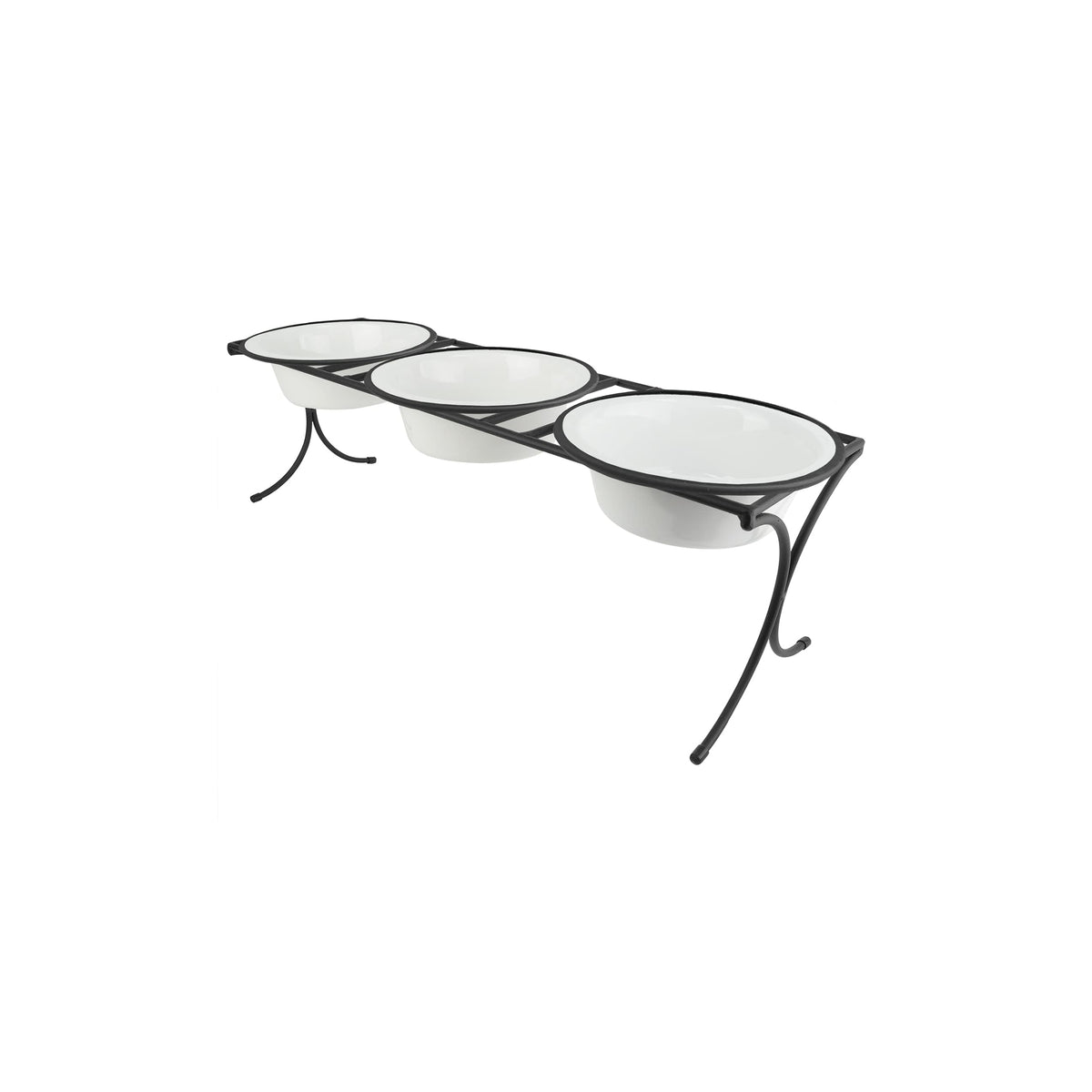 Pearl White Raised Feeder with Stainless Steel Bowls N76645