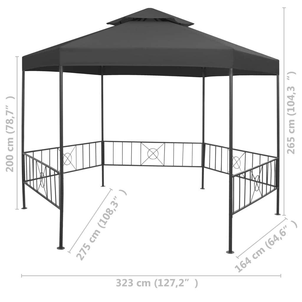 Gazebo Tent 10.6'x9'x8.7' Anthracite C59374