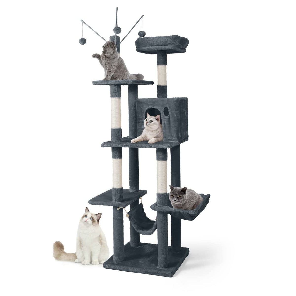 70-Inch Multi-Level Cat Tree with Scratching Posts H394147