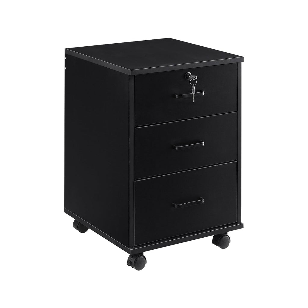 3 Drawer Black File Cabinet with Lock K7741