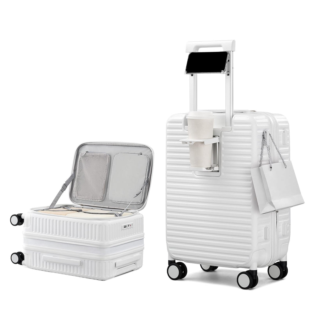 20 Inch White Hard Shell Carry on Luggage with Wheels E998947