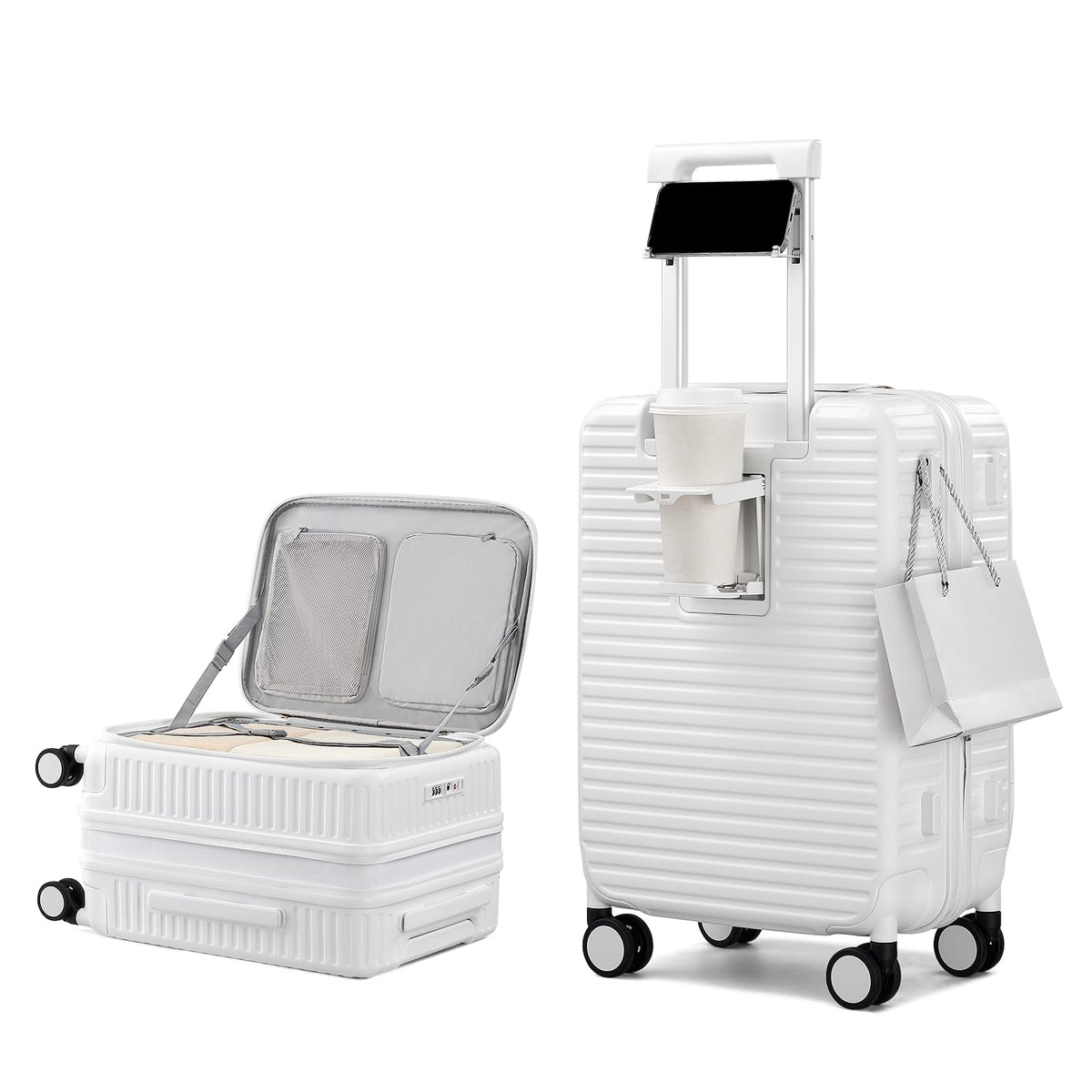 20 Inch White Hard Shell Carry on Luggage with Wheels E998947