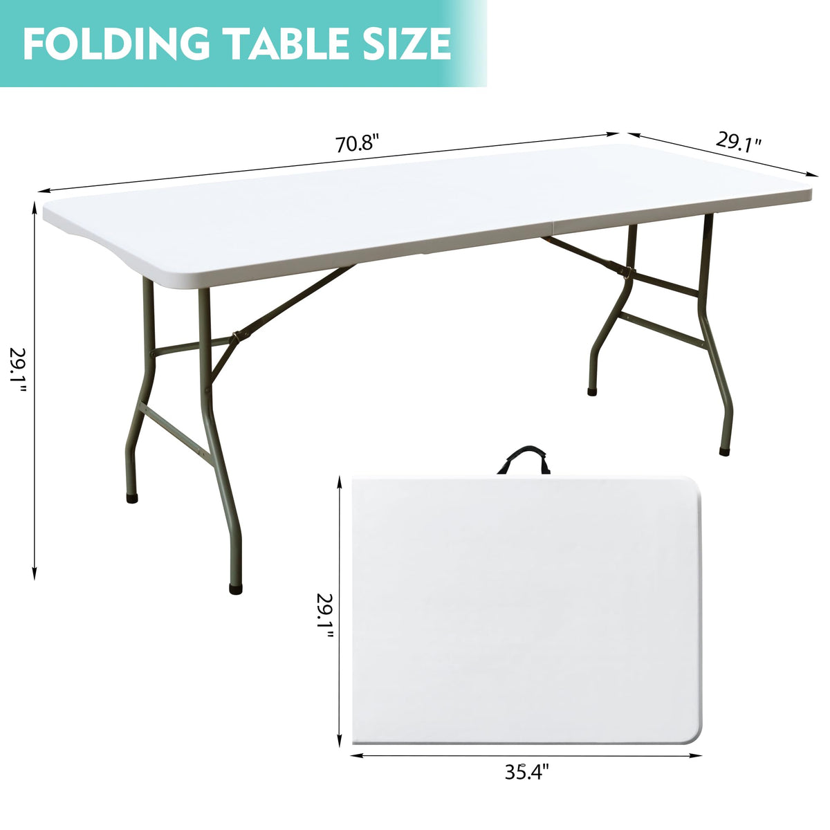 White 6FT Foldable Plastic Table R883
