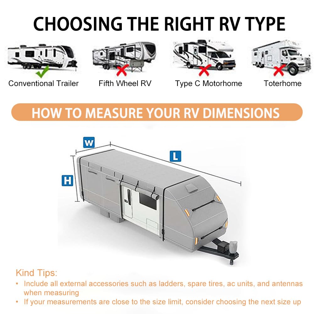 Waterproof 420D Travel Trailer Cover with Adjustable Straps G316576