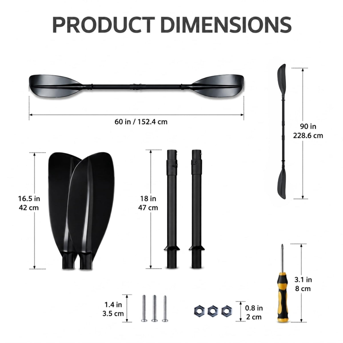 Heavy Duty Portable Kayak Paddle with Non-Slip Grip A3302