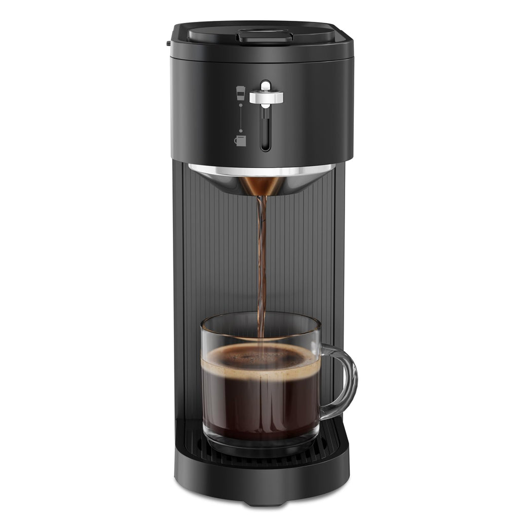 Single Serve Coffee Maker for K Cup and Ground Coffee, 6oz-14oz, Matte Black E17942