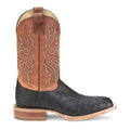 Black Brown Ostrich Square Toe Pull On Dress Boots M609124