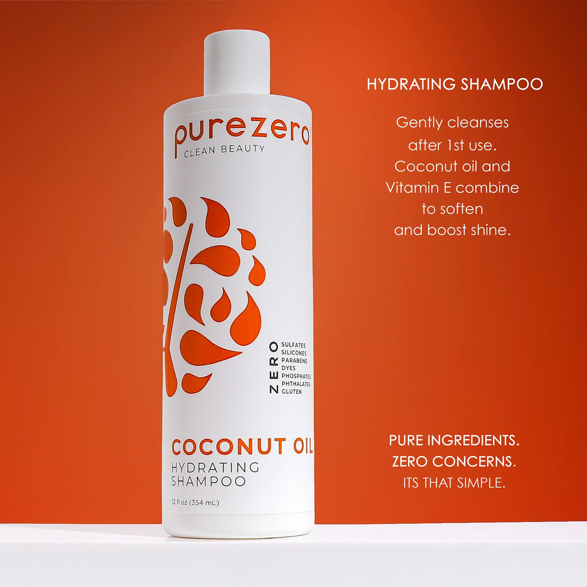 Coconut Oil Silicone Free Shampoo & Conditioner Set 2 × 12 oz D50831