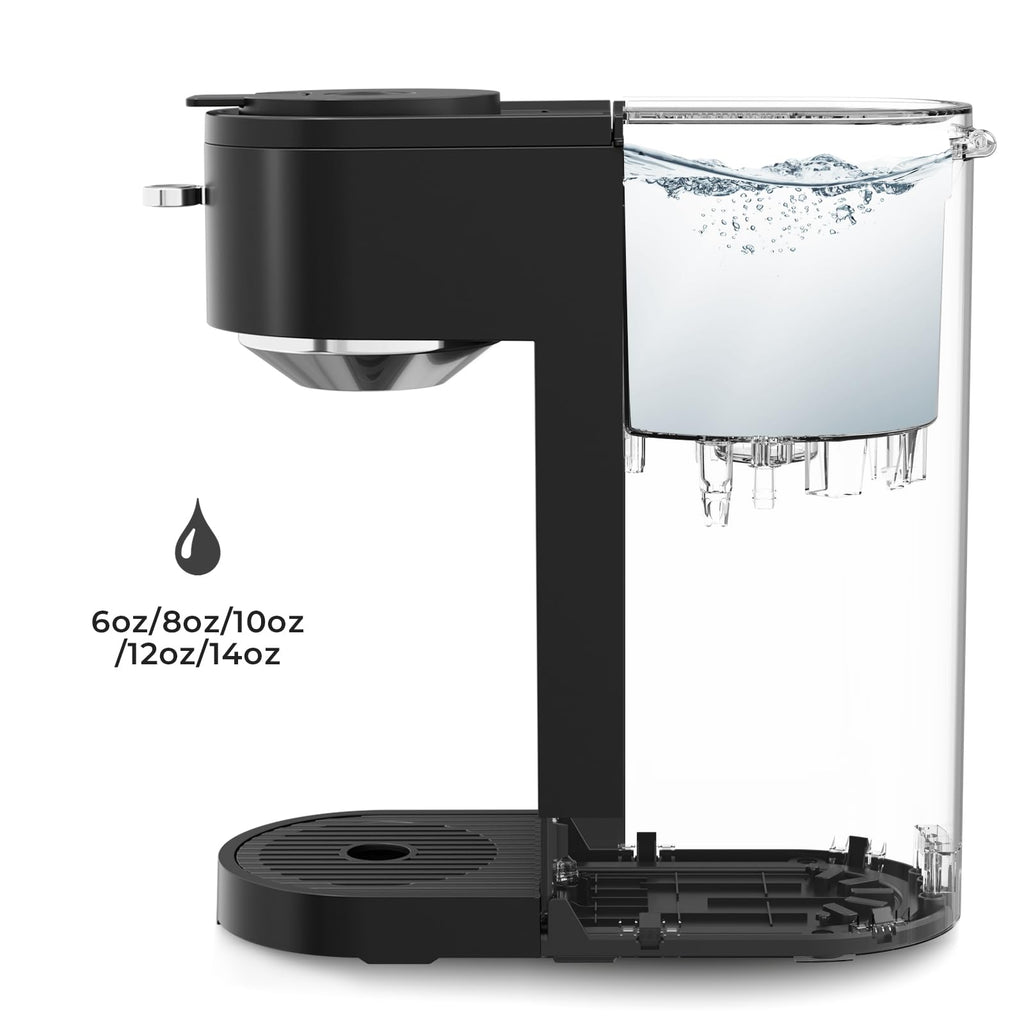 Single Serve Coffee Maker for K Cup and Ground Coffee, 6oz-14oz, Matte Black E17942