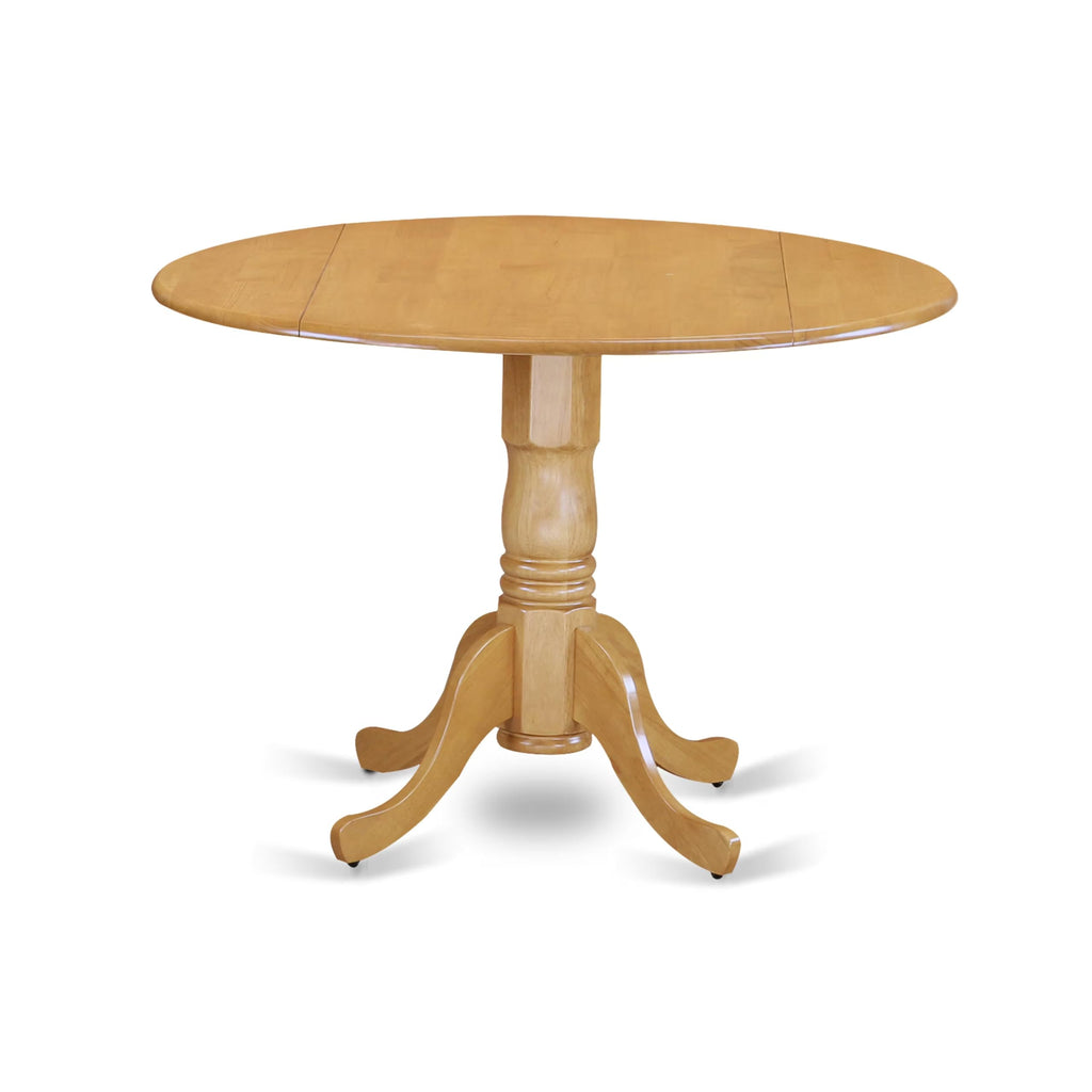 5 Piece Oak Dining Set with Dropleaf Table and 4 Blue Chairs B272127