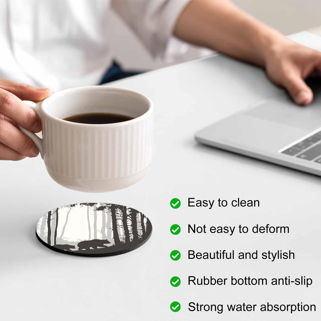 Black Grey Set of 4 Soft Absorbent Coasters S430124