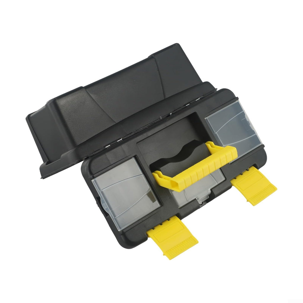 Black 10-Inch Plastic Toolbox with Dual Layers and Embedded Handle Z922