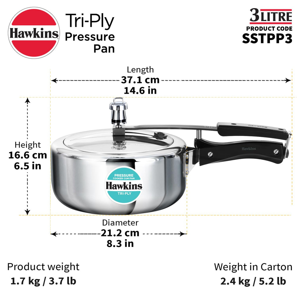 3 Litre Tri-Ply Stainless Steel Pressure Cooker J7766