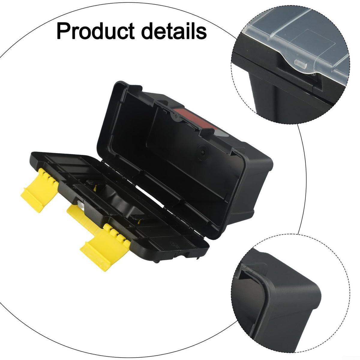 Black 10-Inch Plastic Toolbox with Dual Layers and Embedded Handle Z922