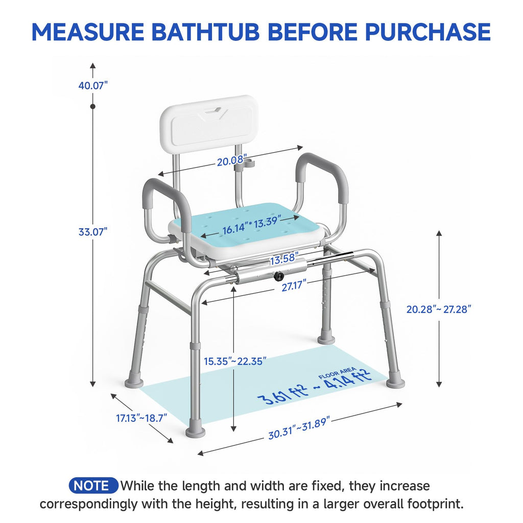 Sliding Shower Chair with Swivel Seat H873