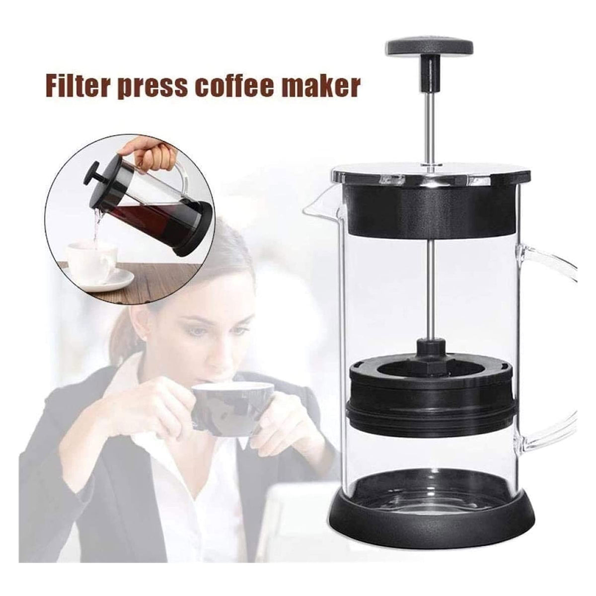 34 Oz Stainless Steel French Coffee Press with Triple Filters J34219