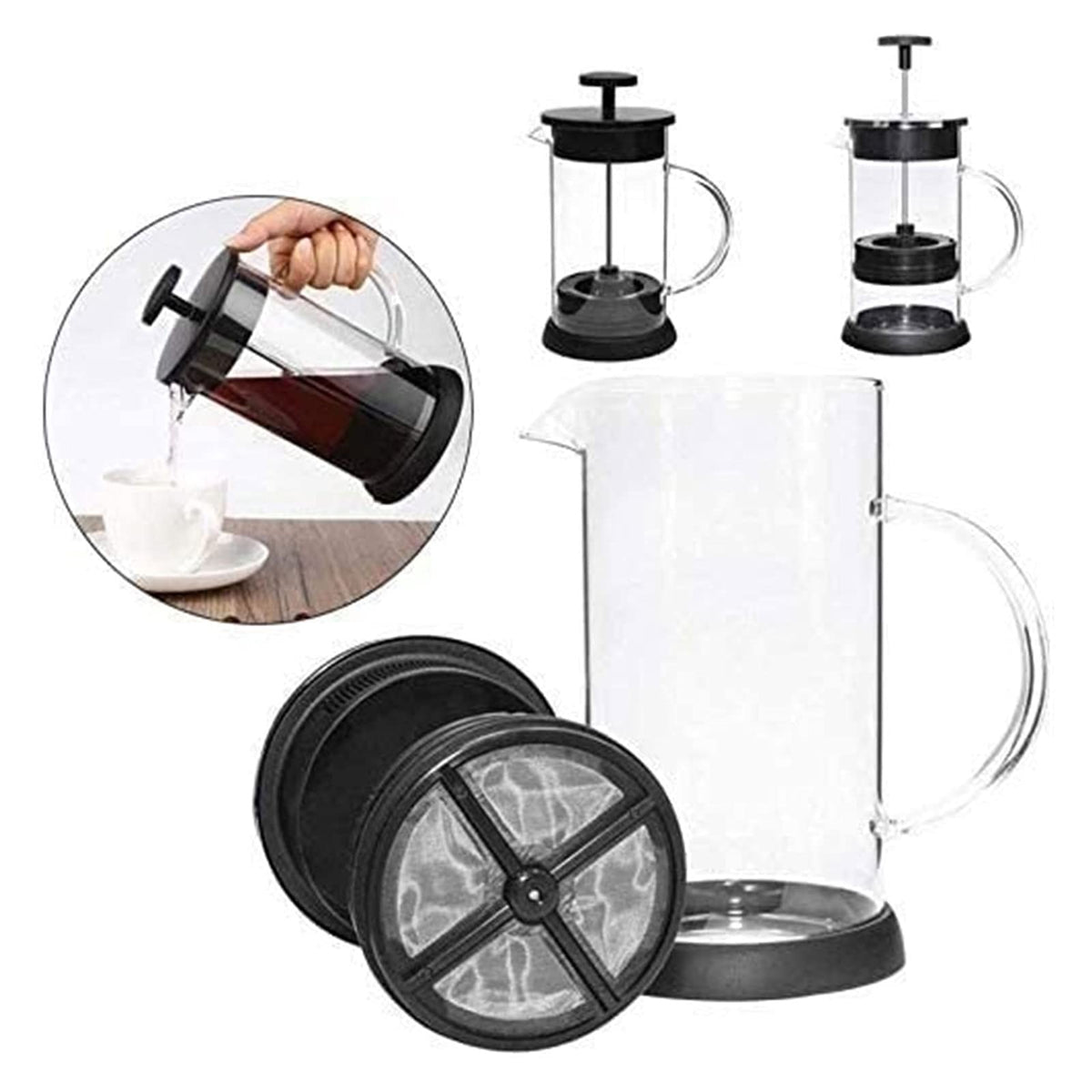 34 Oz Stainless Steel French Coffee Press with Triple Filters J34219