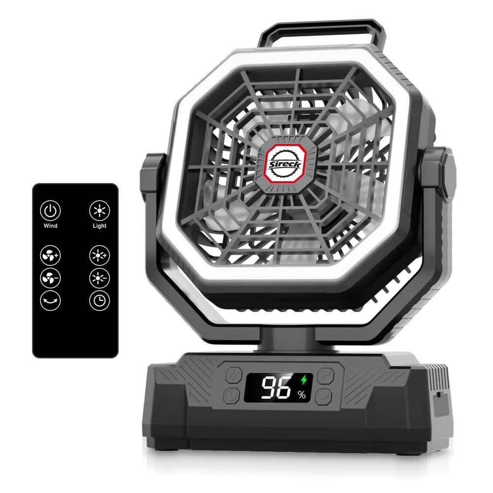 Black 10-Inch 40000mAh Portable Camping Fan C6910