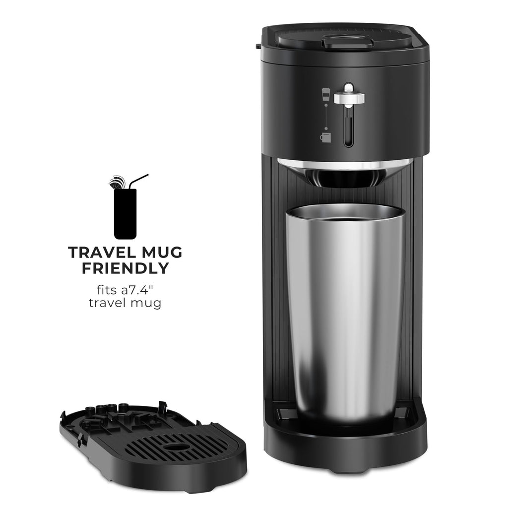 Single Serve Coffee Maker for K Cup and Ground Coffee, 6oz-14oz, Matte Black E17942