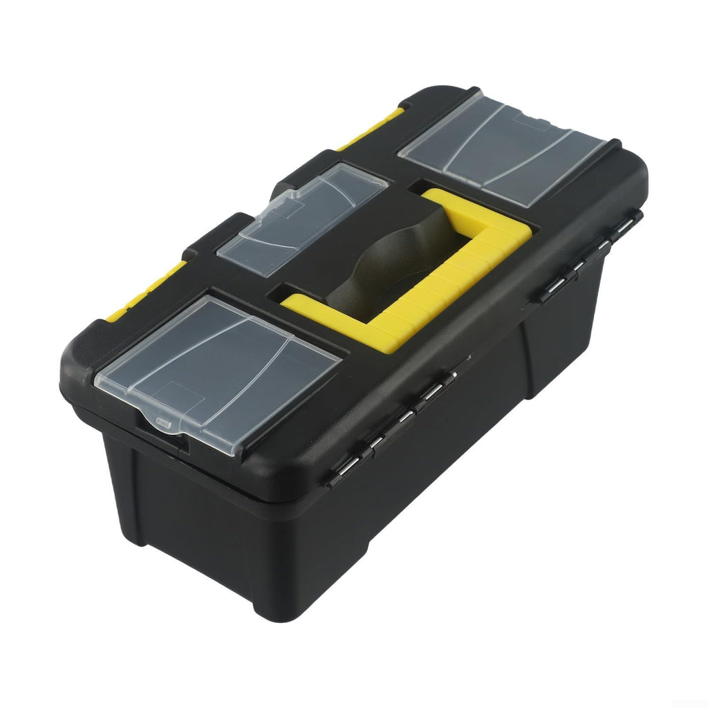 Black 10-Inch Plastic Toolbox with Dual Layers and Embedded Handle Z922