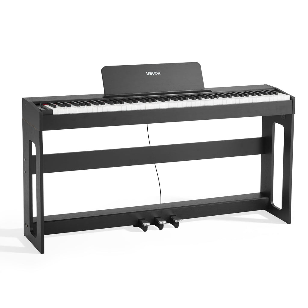 88 Keys Weighted Digital Piano with Furniture Stand and Triple Pedal, Black K33691