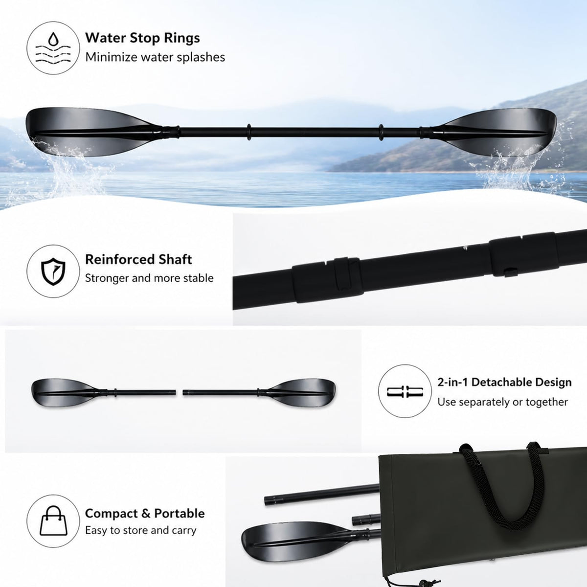 Heavy Duty Portable Kayak Paddle with Non-Slip Grip A3302