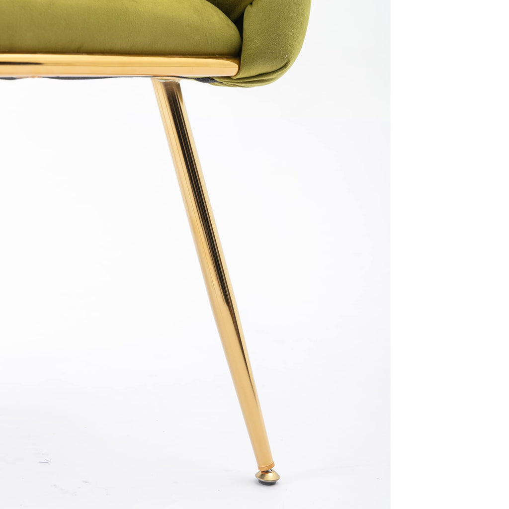 Olive Green Velvet Upholstered Accent Chair Set of 2 V8092