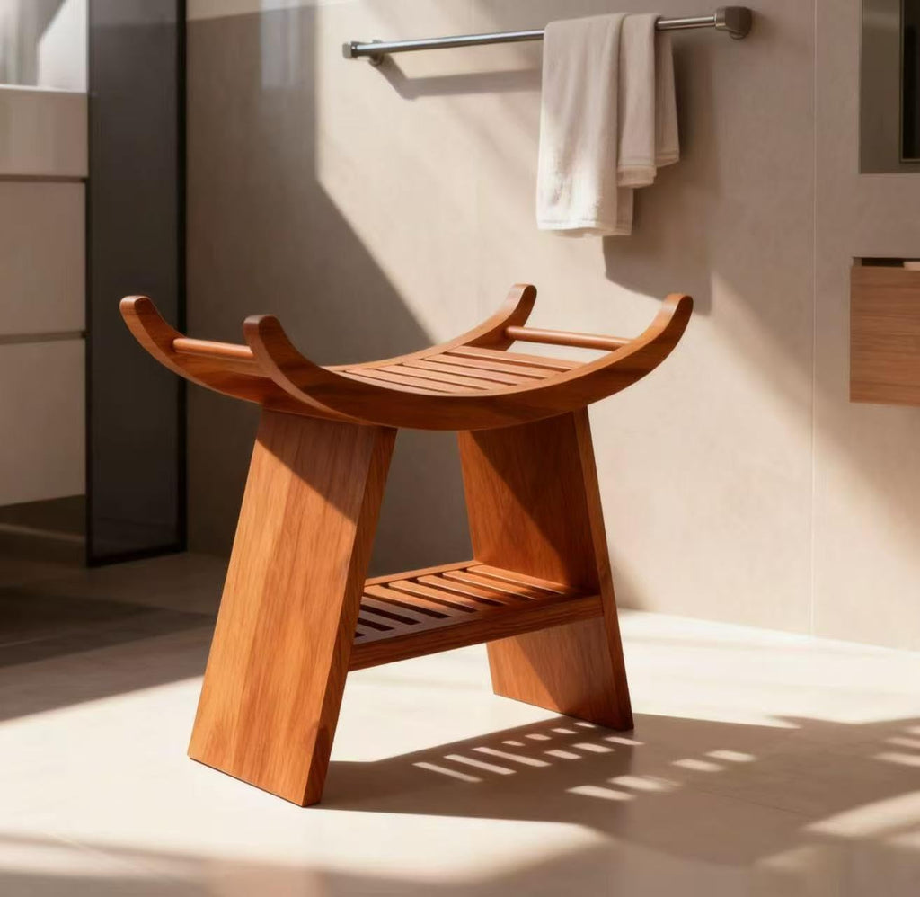Teak Shower Bench with Storage Shelf H46684