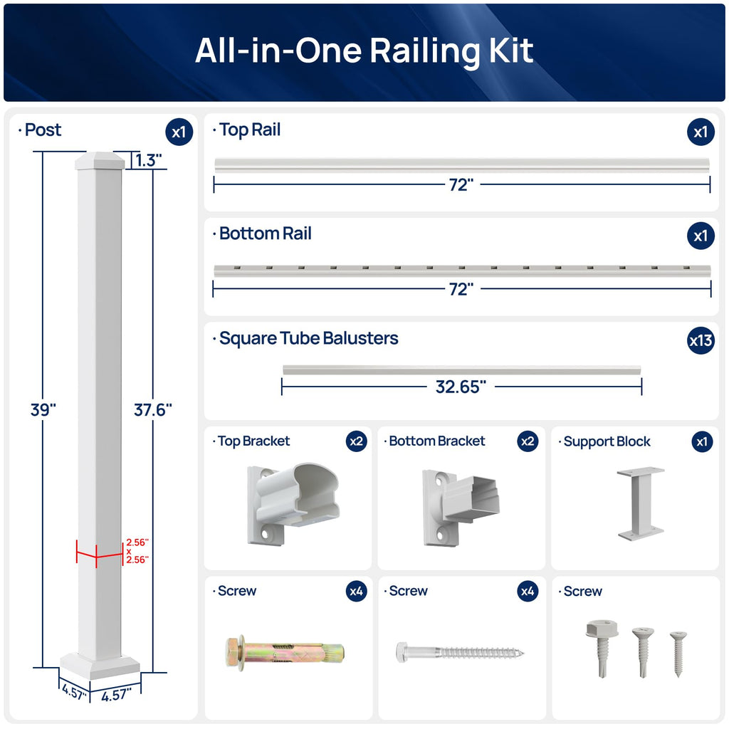White Modular Stair Railing Kit H7582