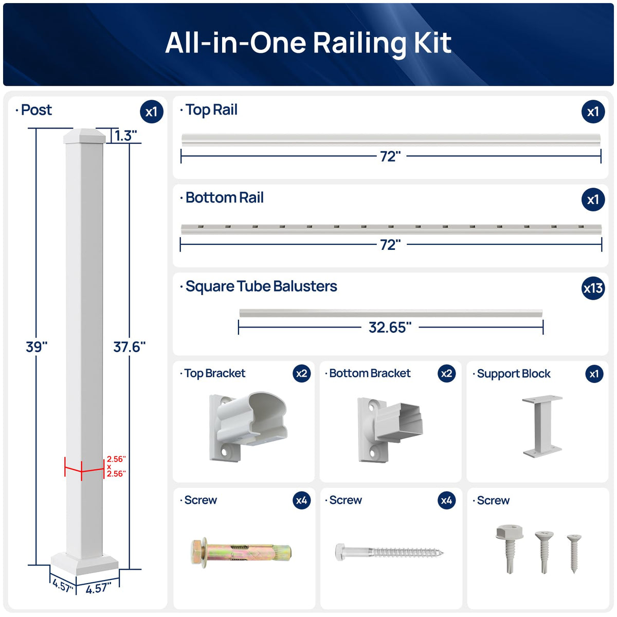 White Modular Stair Railing Kit H7582