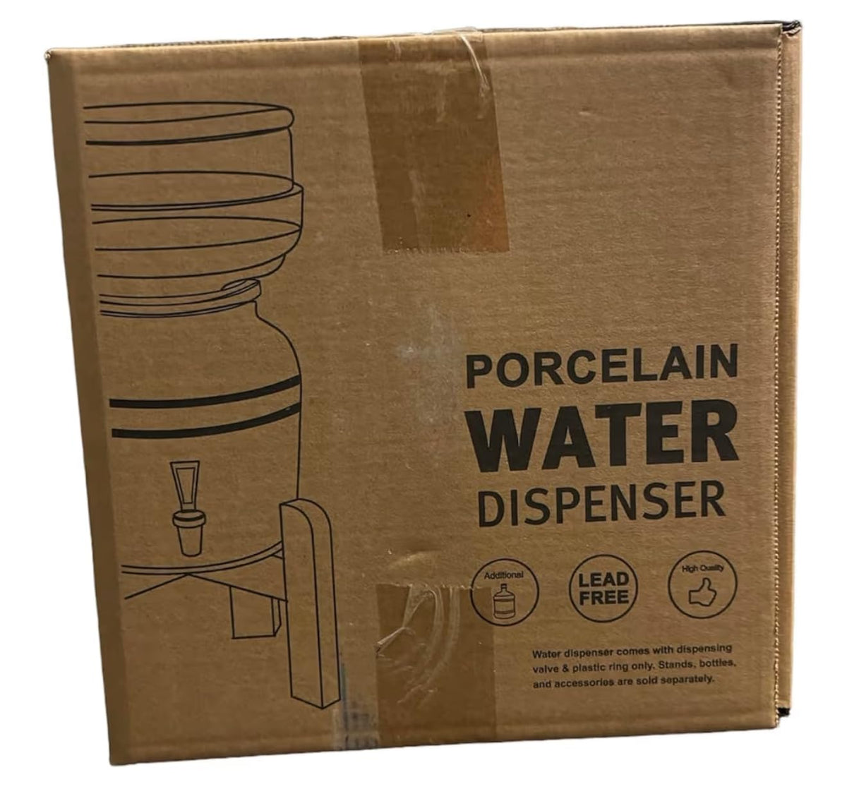 Porcelain Ceramic Water Dispenser with Faucet, Fits 3 to 5 Gallon Jugs, White O27833