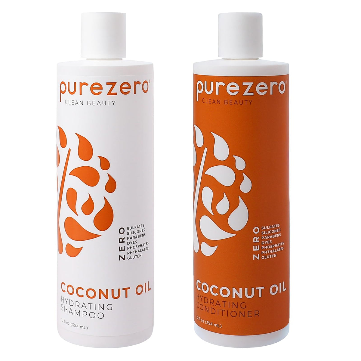 Coconut Oil Silicone Free Shampoo & Conditioner Set 2 × 12 oz D50831
