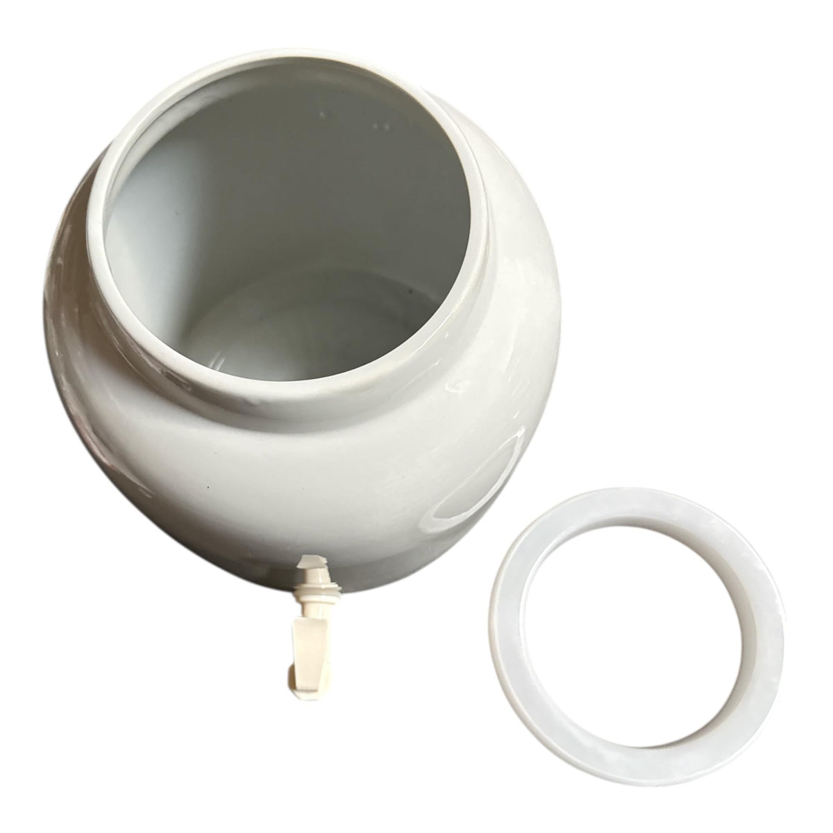 Porcelain Ceramic Water Dispenser with Faucet, Fits 3 to 5 Gallon Jugs, White O27833