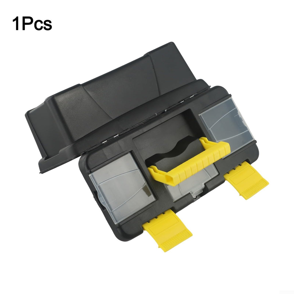 Black 10-Inch Plastic Toolbox with Dual Layers and Embedded Handle Z922