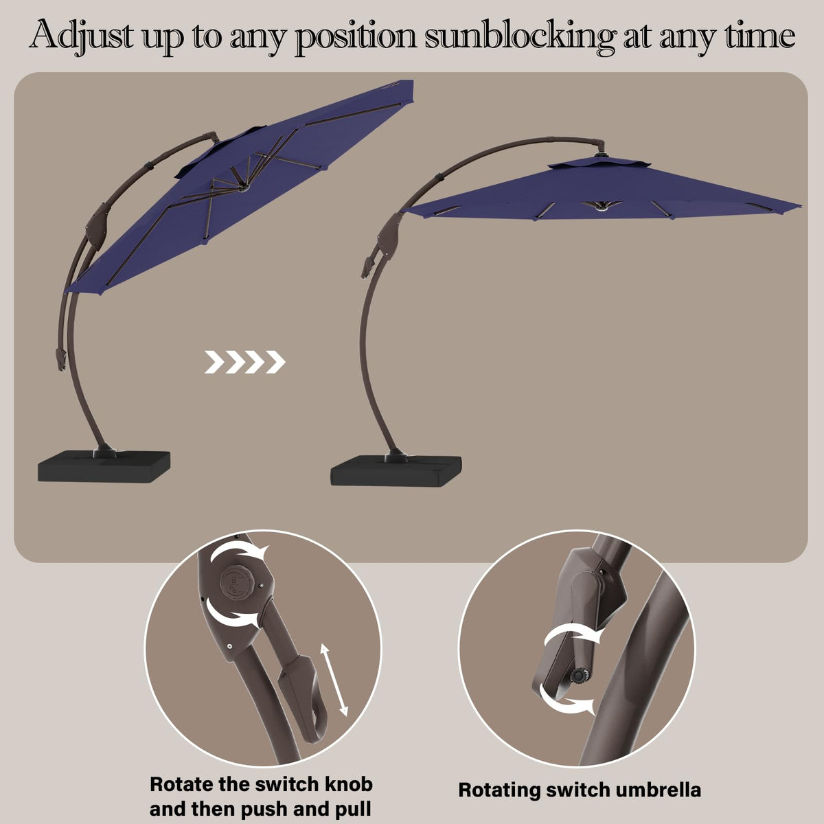 11FT Aluminum Offset Umbrella with Base W2059