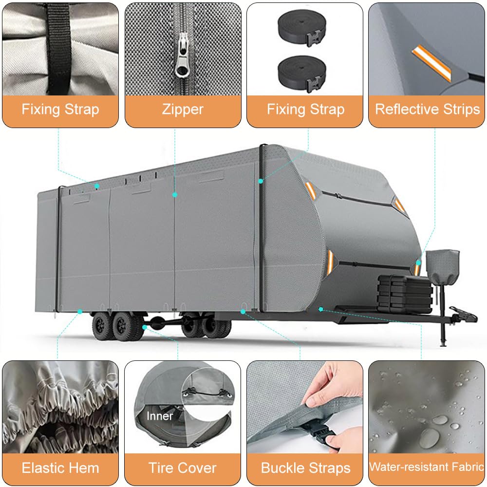 Waterproof 420D Travel Trailer Cover with Adjustable Straps G316576