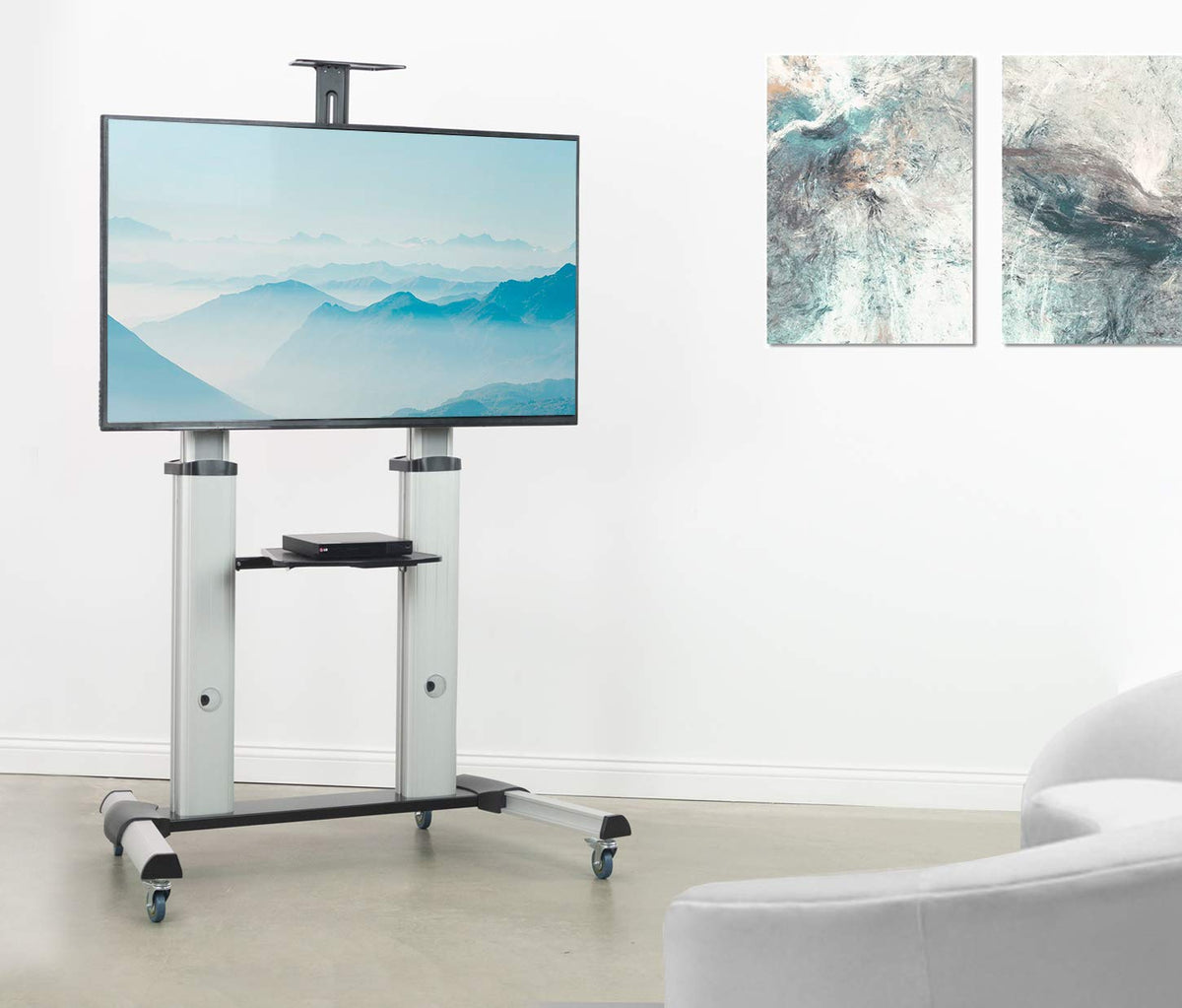 Adjustable Rolling Mobile TV Stand W781