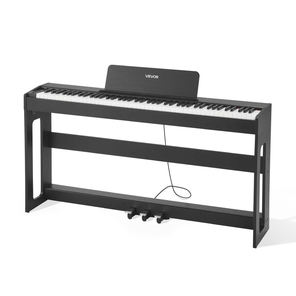 88 Keys Weighted Digital Piano with Furniture Stand and Triple Pedal, Black K33691